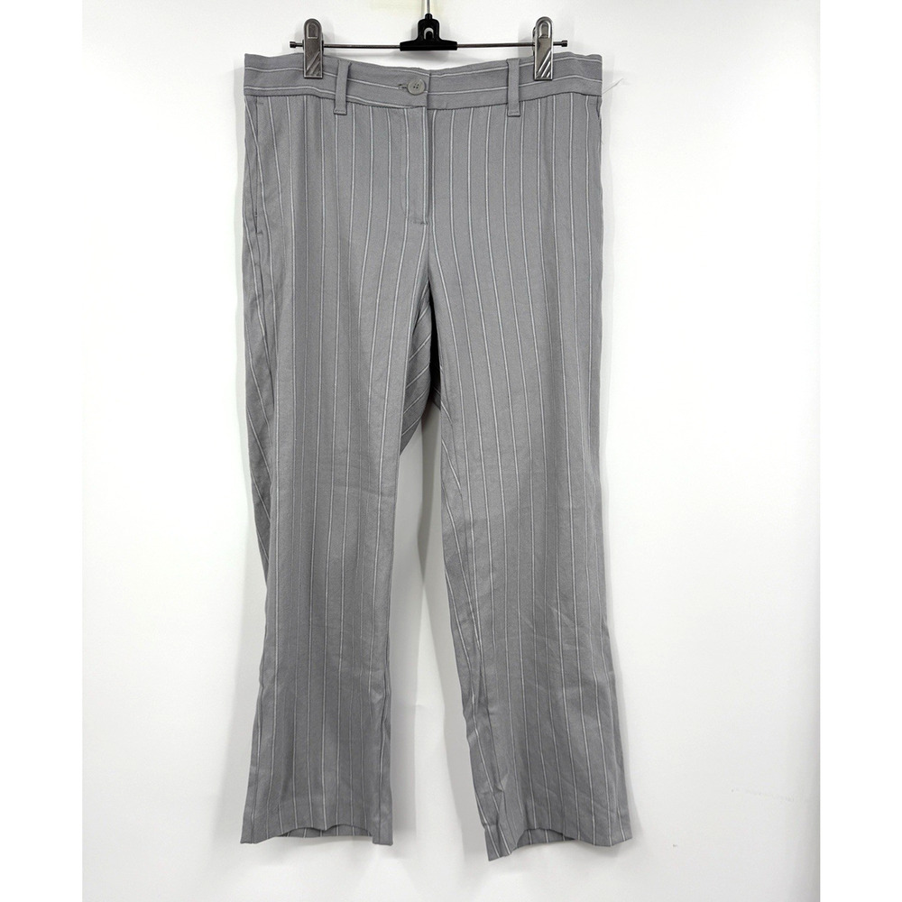 J Jill Pants Womens Size 4‎ Gray Striped Linen Blend Stretch Pockets Slacks